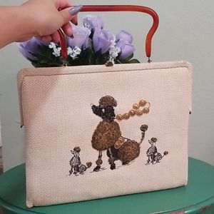 Vintage 1960s sixties Poodle Purse beige cream